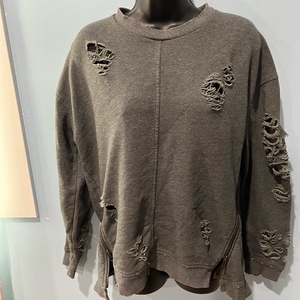 JOE’S Distressed Gray Sweatshirt - Picture 1 of 7